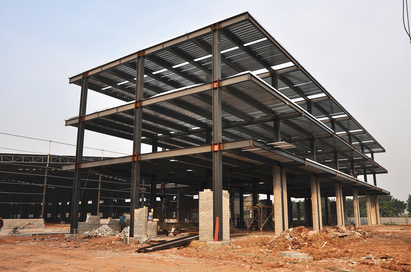 Casa modificada para requisitos particulares construcción ligera de varios pisos grande del tamaño de la estructura del metal del edificio de marco de acero