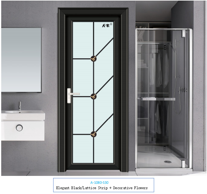 Puerta oscilante de aleación de aluminio para el baño, una variedad de patrones para elegir y personalizar