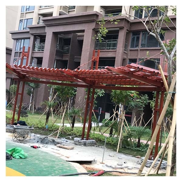 Estructura de acero cobertizo de jardín red personalizada galería de pasillo exterior anticorrosión