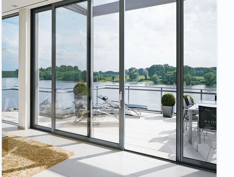76 Puerta de elevador de aleación de aluminio 6063-T6 Interior y exterior Para residencias privadas, villas, zonas comerciales, oficinas, balcones grandes