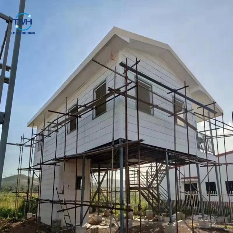 Casa de acero con marco H Estructura residencial modular de acero con pared externa de cem de fibra de 100/50 mm